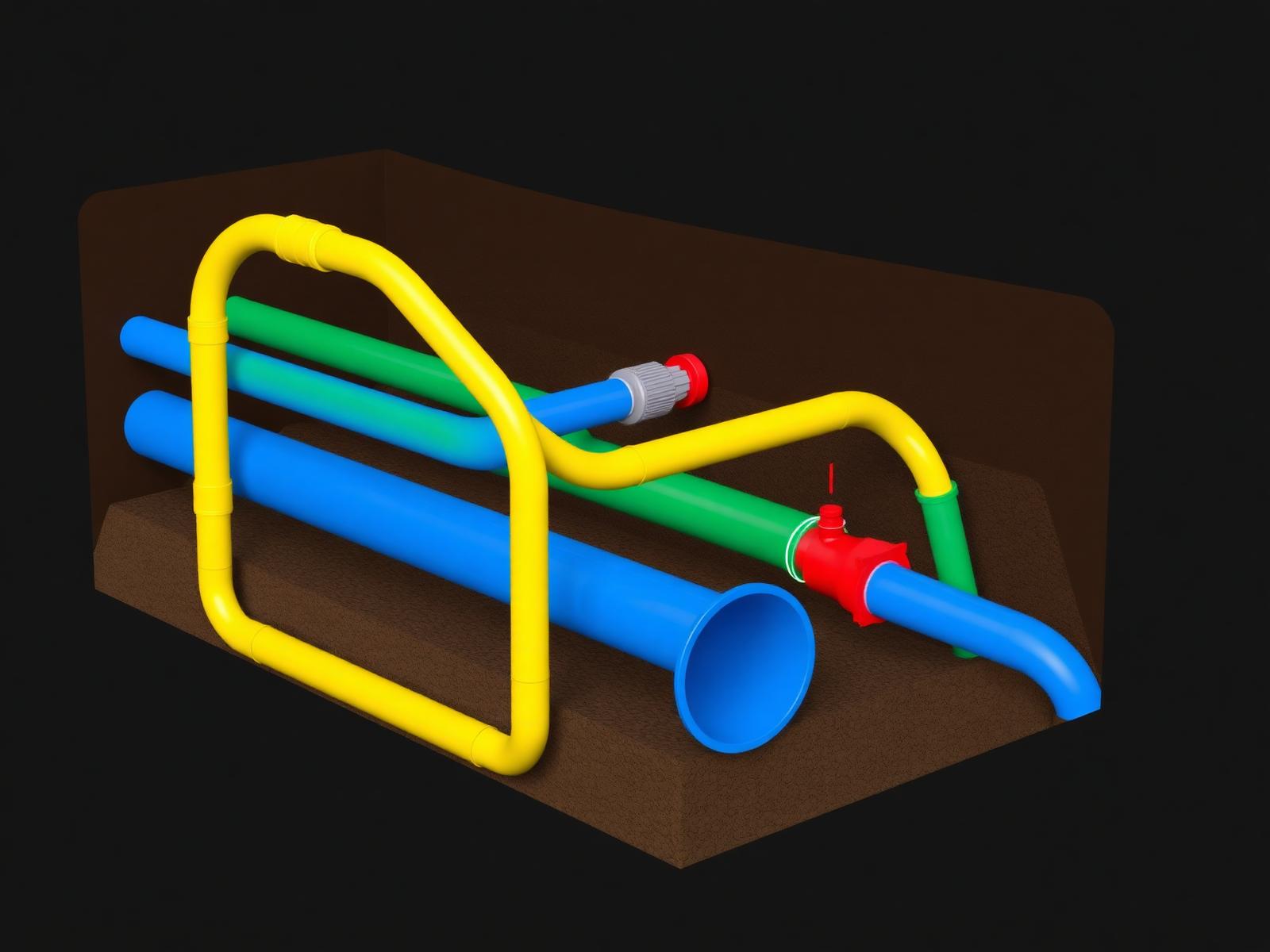 Cutaway of underground utility lines